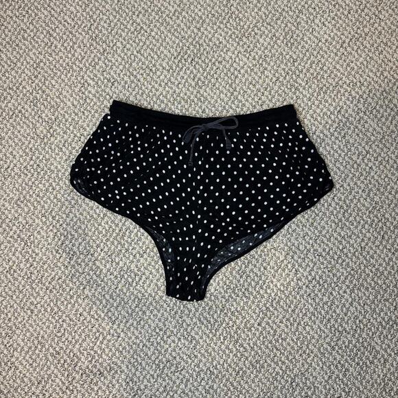 Cute vintage y2k-style ultra low rise polka dot black mini/ micro shorts - Picture 1 of 4